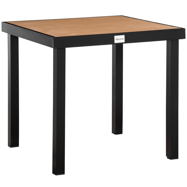 Table de Jardin 80x80x74 cm en Aluminium et Plastique Couleur Noir et Bois prezzo