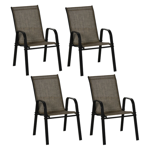 online Lot de 4 chaises de jardin en métal et tissu marron