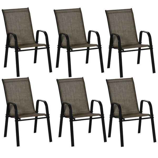 prezzo Lot de 6 chaises de jardin en métal et tissu marron