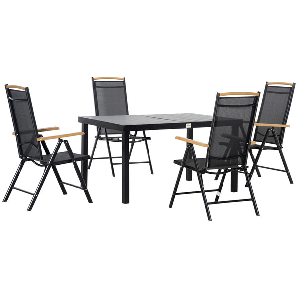 Ensemble table et 4 chaises de jardin en aluminium et texteline noire online