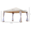 Gazebo da Giardino 3.65x3.65m in Ferro Beige -3