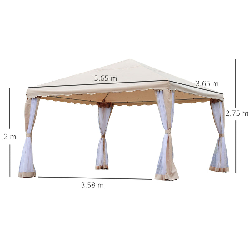 Gazebo da Giardino 3.65x3.65m in Ferro Beige -3