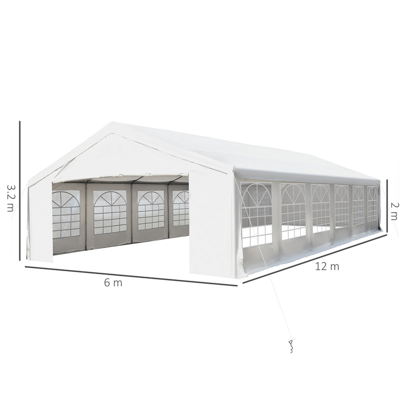 Tendostruttura con Pareti Removibili 12x6x3,2m in Acciaio e Polietilene Bianco-3