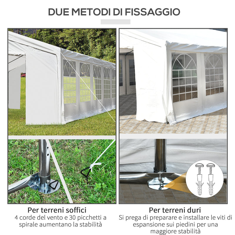 Tendostruttura con Pareti Removibili 12x6x3,2m in Acciaio e Polietilene Bianco-6