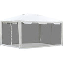 Gazebo in Tessuto PE con Zanzariera Bianco 4x3m -1