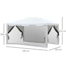 Gazebo in Tessuto PE con Zanzariera Bianco 4x3m -3