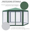 Gazebo Esagonale 3,9x2,5 m con Zanzariere in Ferro e Poliestere Verde -4