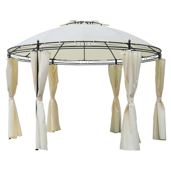 Tonnelle de Jardin Ø3,5x2,75m avec Rideaux en Acier et Polyester Blanc acquista