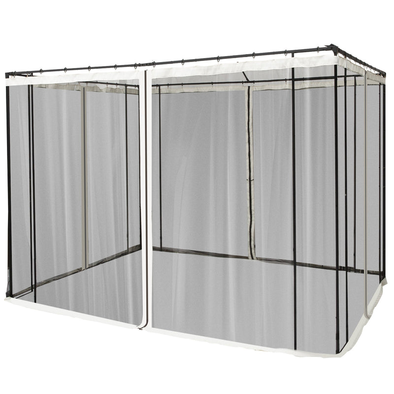 Zanzariera per Gazebo Tende di Ricambio Universale 302x207 cm con Cerniere Nero/Beige-1