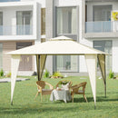 Gazebo da Giardino 3,5x3,5x2,7m in Metallo Doppio Tettuccio Beige-2