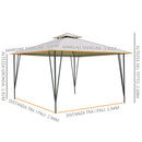 Gazebo da Giardino 3,5x3,5x2,7m in Metallo Doppio Tettuccio Beige-3