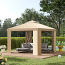 Gazebo da Giardino 3x3m con Zanzariera in Metallo Cachi-1