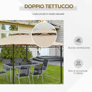 Gazebo da Giardino 3,25x3,25m con Telo Estraibile Marrone Chiaro-5