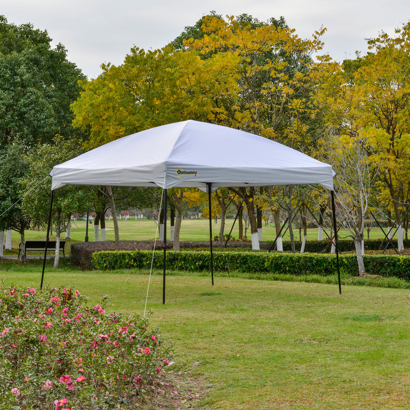 Gazebo da Giardino Pieghevole 3x3m in Tessuto Oxford Bianco-2