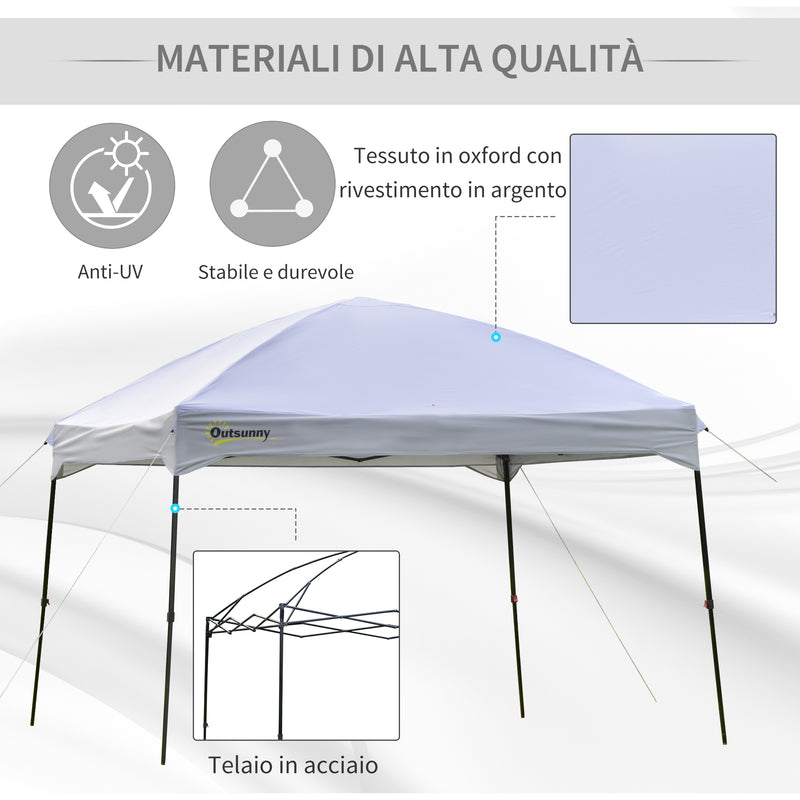 Gazebo da Giardino Pieghevole 3x3m in Tessuto Oxford Bianco-6