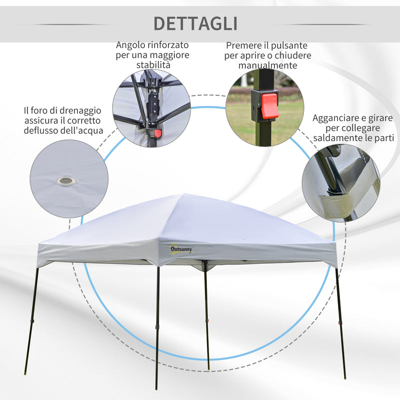 Gazebo da Giardino Pieghevole 3x3m in Tessuto Oxford Bianco-7