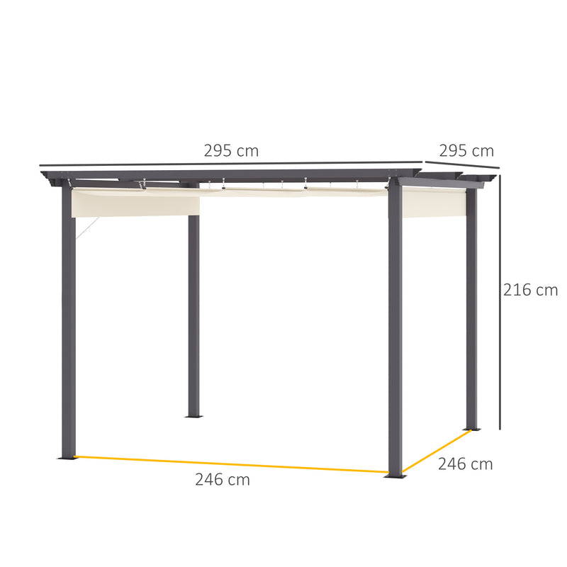 Pergola da Giardino 2,95x2,95m in Alluminio e Poliestere Bianco Crema-3