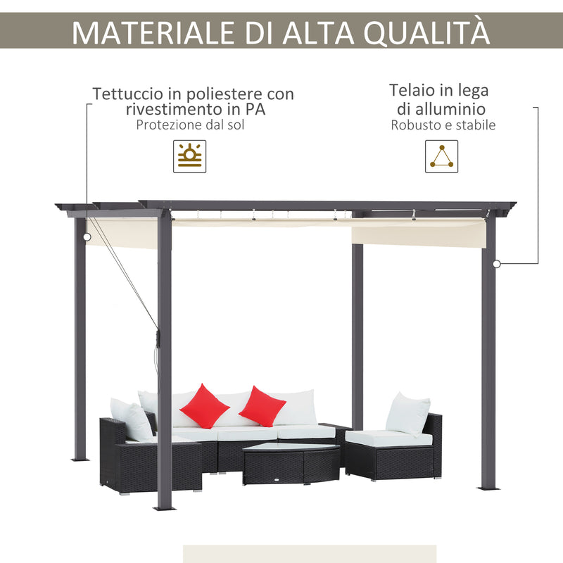 Pergola da Giardino 2,95x2,95m in Alluminio e Poliestere Bianco Crema-4