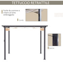 Pergola da Giardino 2,95x2,95m in Alluminio e Poliestere Bianco Crema-5