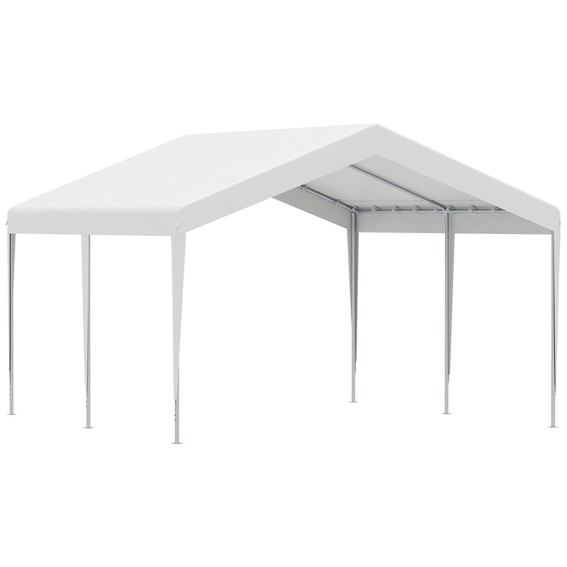 Gazebo da Giardino Garage Portatile 4x4x2,85m in tessuto PE Bianco-1