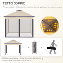 Gazebo da Giardino 330x330x288 cm con Zanzariera Beige-5