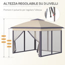 Gazebo da Giardino 330x330x288 cm con Zanzariera Beige-6