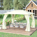 Gazebo da Giardino 3,95x2,95m in Acciaio Beige-2