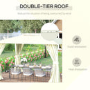 Gazebo da Giardino 3,95x2,95m in Acciaio Beige-4