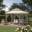 Gazebo da Giardino 3,65x3m in Metallo Beige-2