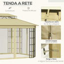 Gazebo da Giardino 3,65x3m in Metallo Beige-6