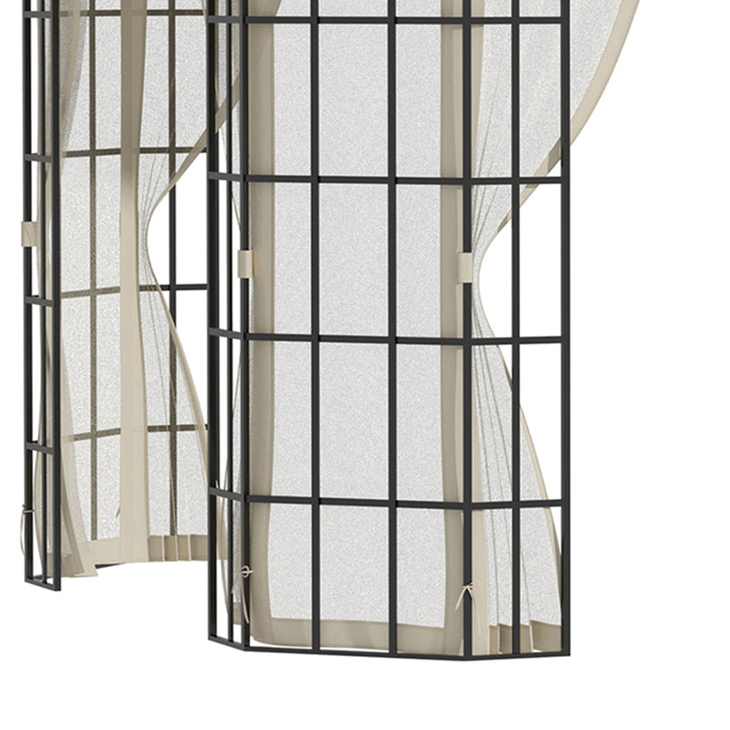 Gazebo da Giardino 3,65x3m in Metallo Beige-9