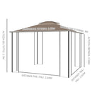 Gazebo da Giardino 3,65x3m in Metallo Marrone e Beige-3