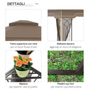 Gazebo da Giardino 3,65x3m in Metallo Marrone e Beige-7