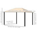 Gazebo da Giardino 3,98x2,98m con Zanzariere in Alluminio e Acciaio Khaki-3