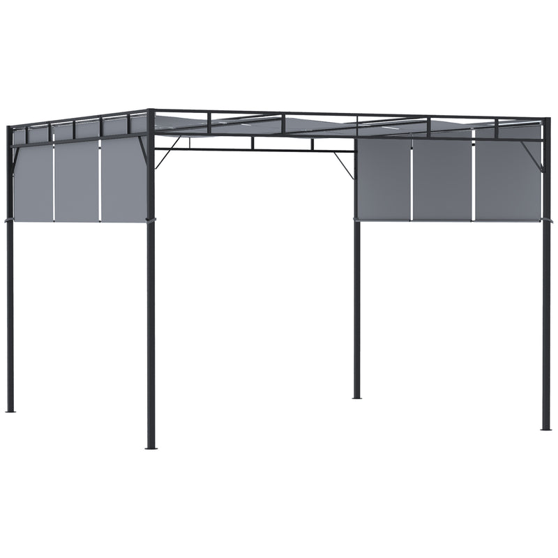 Pergola da Giardino 3x3m Tetto Scorrevole in Acciaio Grigio e Nero-1