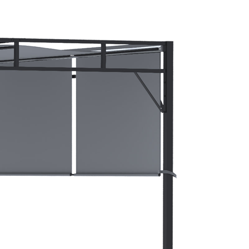 Pergola da Giardino 3x3m Tetto Scorrevole in Acciaio Grigio e Nero-7