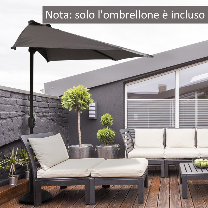 Mezzo Ombrellone da Giardino 269x138x236 cm in Metallo e Poliestere Grigio-7