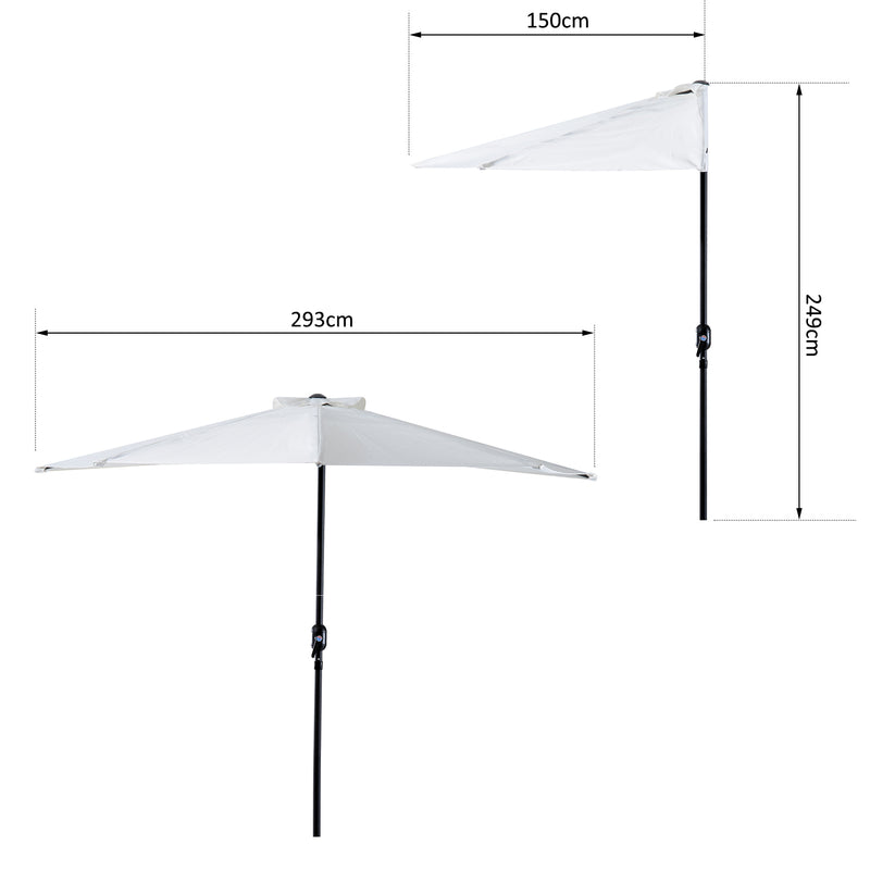 Ombrellone da Giardino in Alluminio 2,95x2,50 m con Manovella Bianco -7