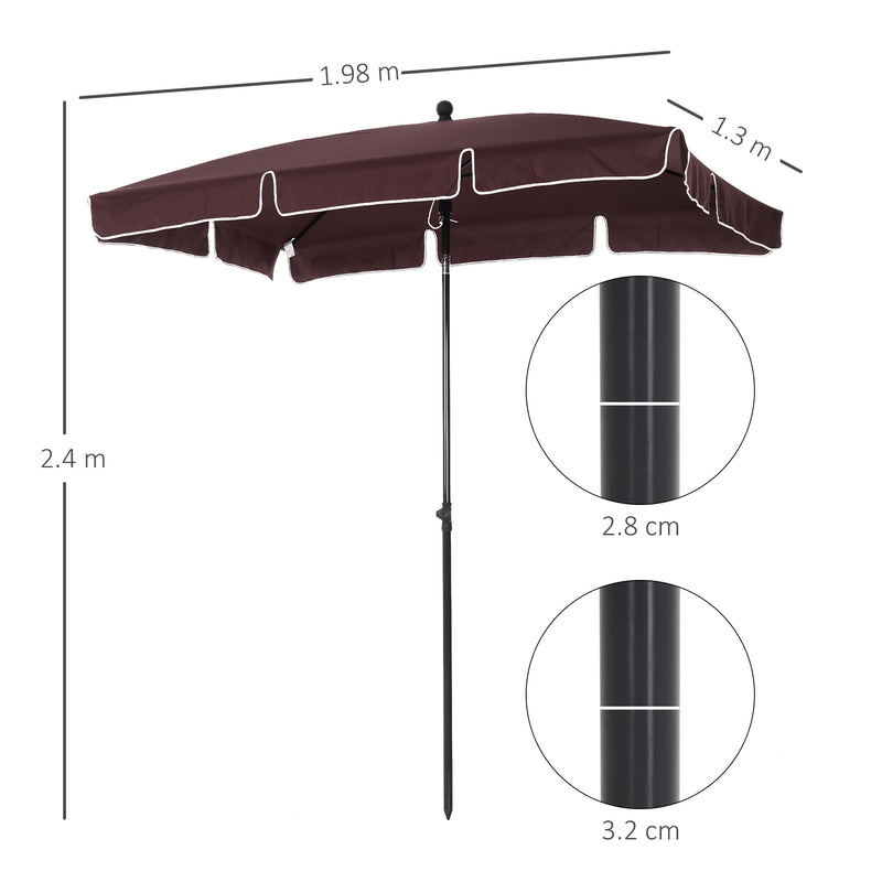 Ombrellone da Giardino in Alluminio 2x1.25m Inclinabile Marrone -3