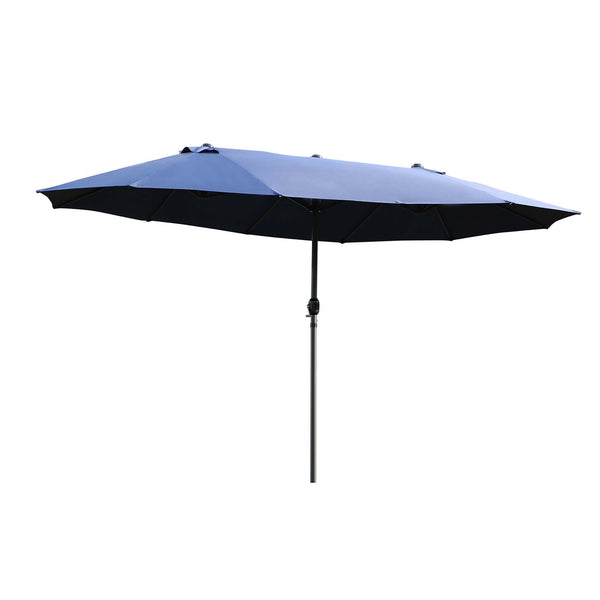 prezzo Parasol de jardin double 460x270x240 cm en acier et polyester bleu