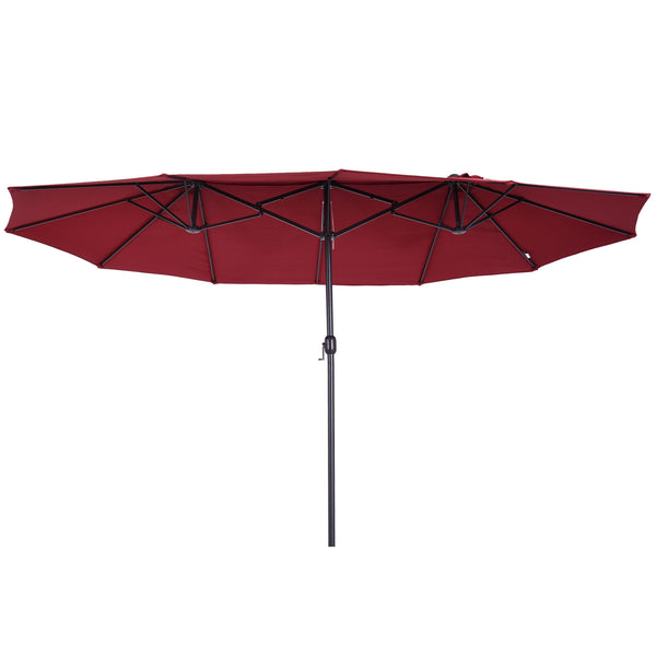 Parasol de jardin double 4,6x2,7m en acier et polyester rouge sconto