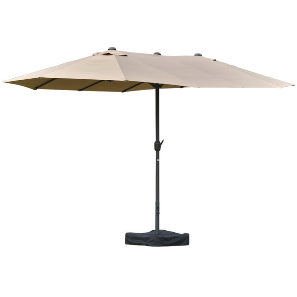 Parasol de jardin double 4,6x2,7m en acier et polyester kaki acquista