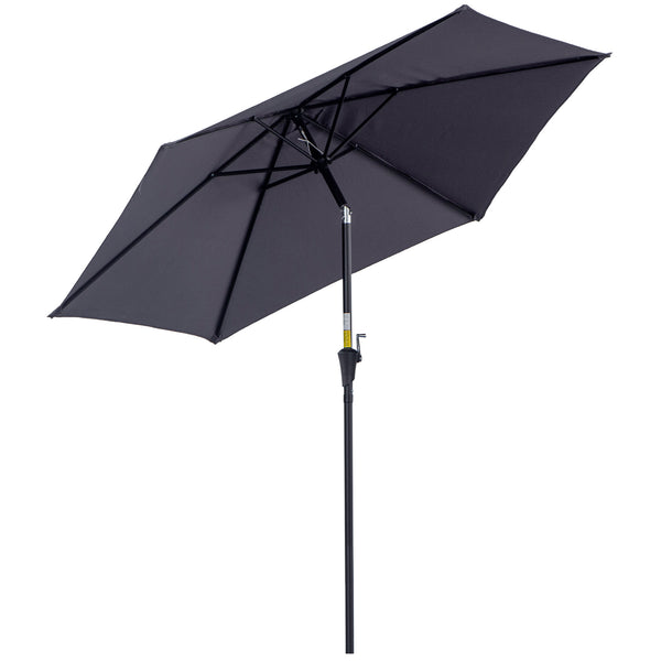 Parasol de jardin Ø2,7x2,35 m Mât Ø38 mm en Aluminium et Tissu Polyester Gris sconto