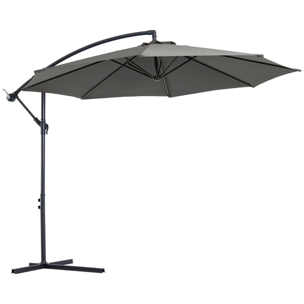 prezzo Parasol de Jardin Décentralisé Ø300x250 cm en Acier et Polyester Gris