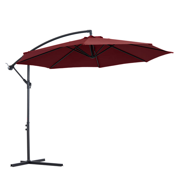 acquista Parasol de Jardin Décentralisé Ø300x250 cm en Acier et Polyester Rouge Foncé