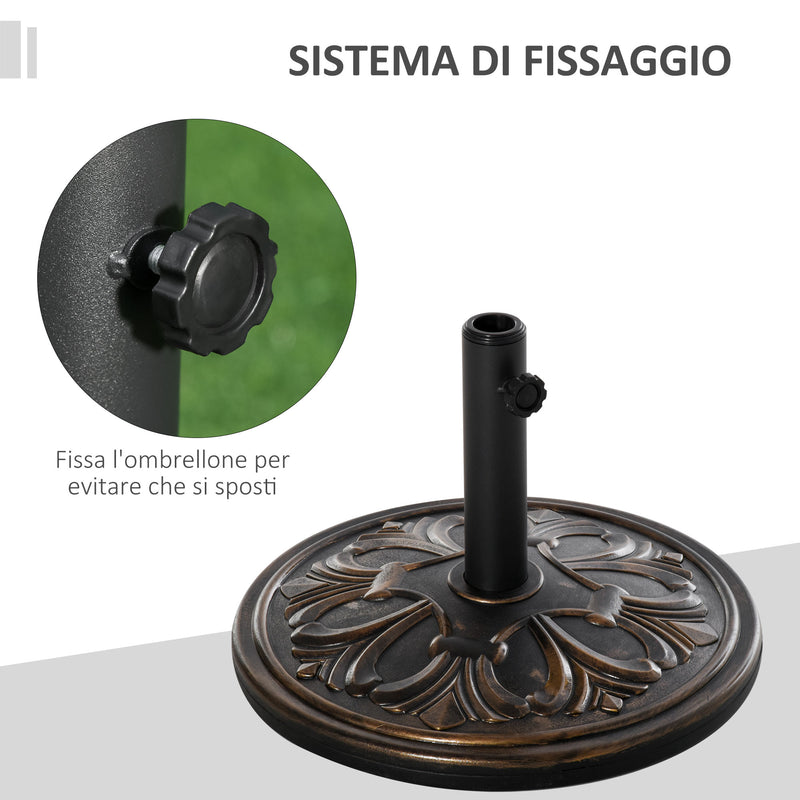 Base per Ombrellone da Giardino 13kg Regolabile in Cemento e Bronzo Ø48 cm -4