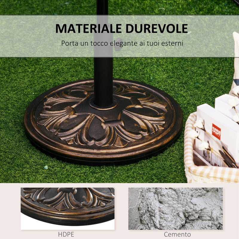 Base per Ombrellone da Giardino 13kg Regolabile in Cemento e Bronzo Ø48 cm -5