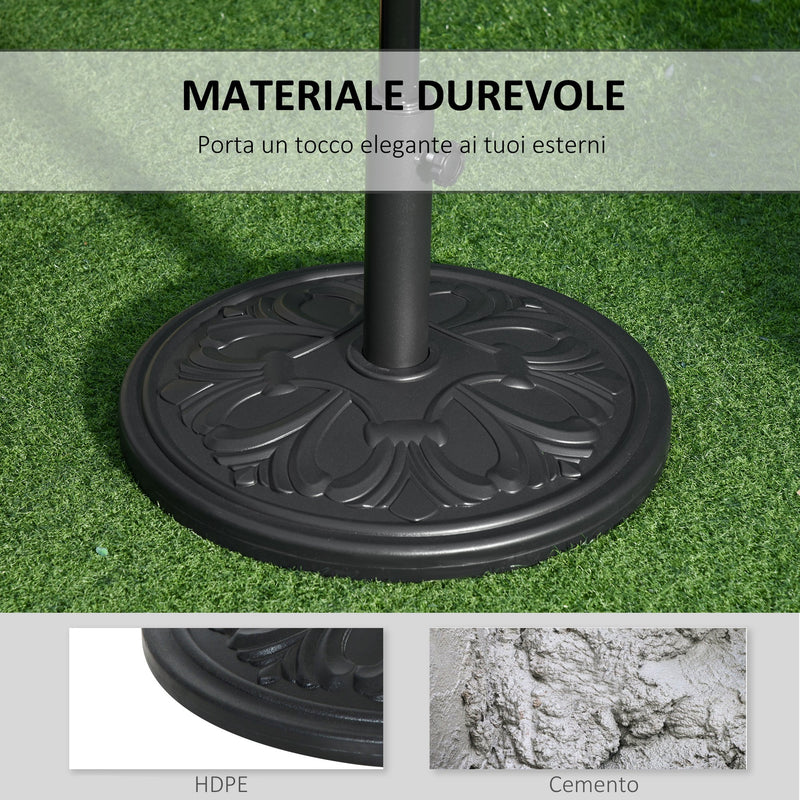 Base per Ombrellone da Giardino Ø48 cm in Plastica 13 Kg Nero-5