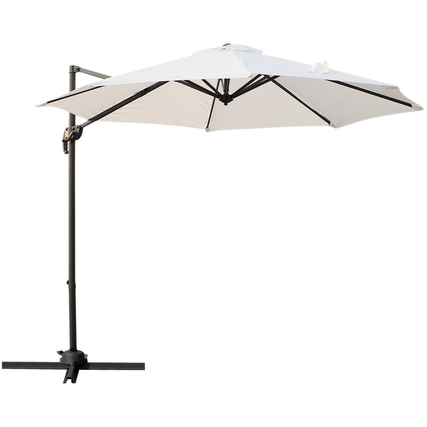 Parasol de Jardin Décentralisé Acier Ø2,95x2,5m 360° Blanc Crème acquista