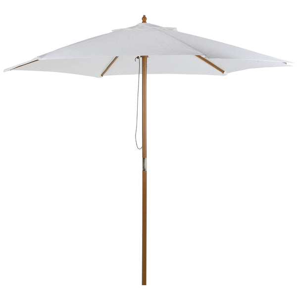 sconto Parasol de jardin Ø2,5x2,3 m Mât Ø38 mm en Bambou Blanc